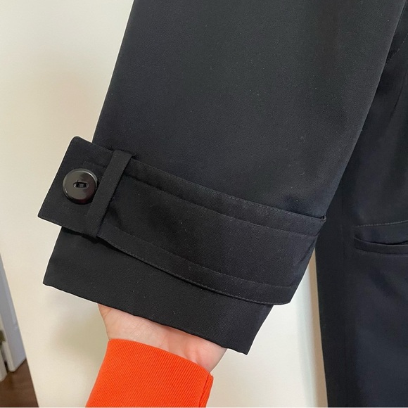 Linda Allard for Ellen Tracy Vintage Black Trench Coat 100% Wool Size Large - Picture 7 of 14